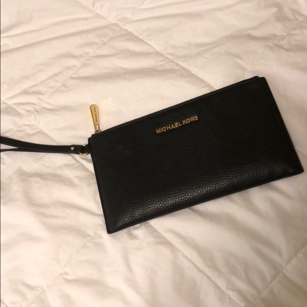 Classic black leather Michael Kors clutch